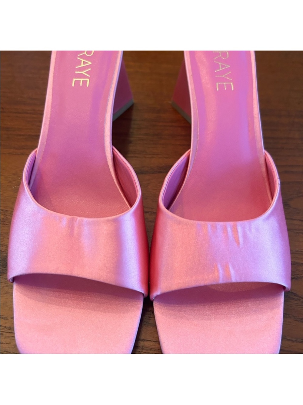 RAYE Pink Satin Block Heel